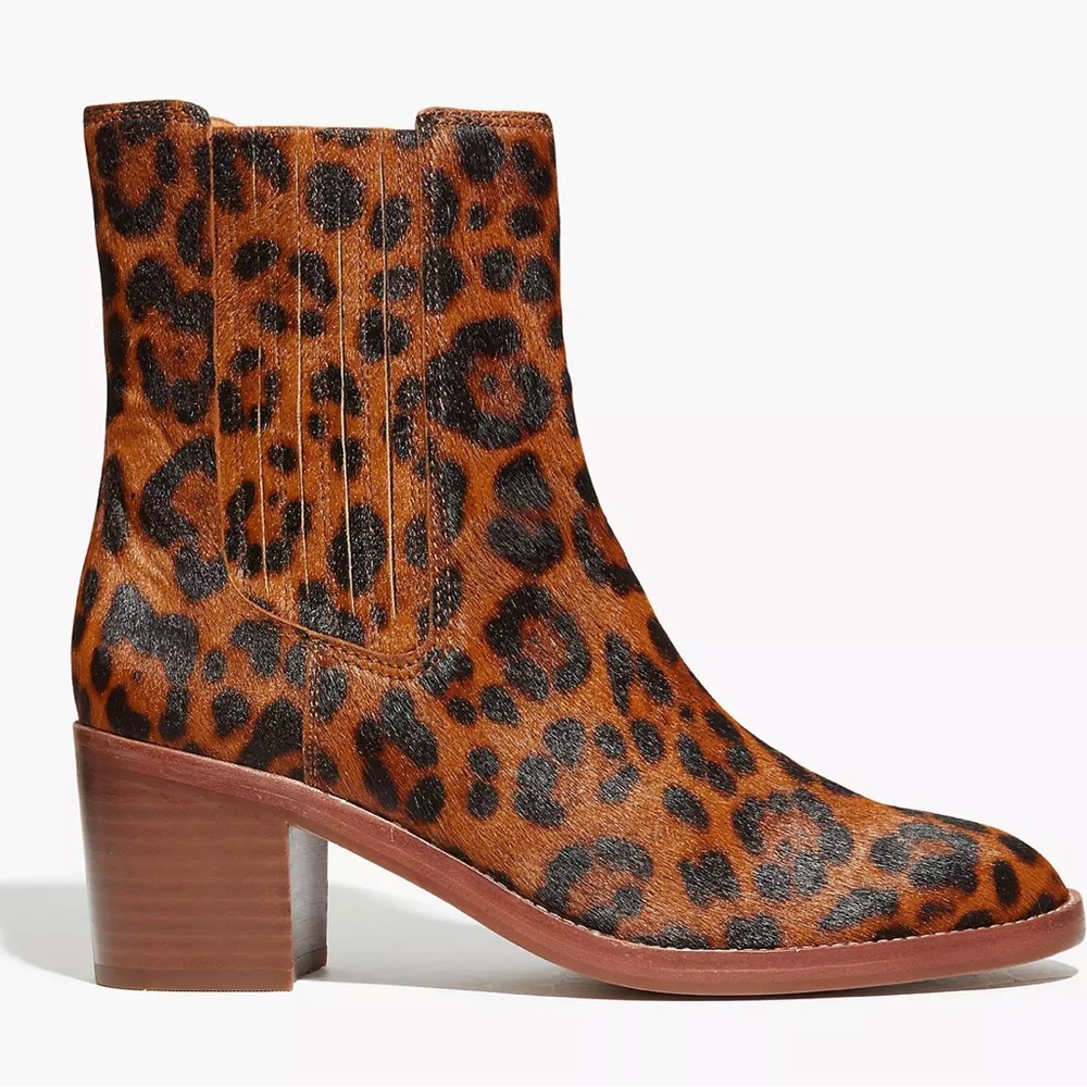 Madewell The Autumn High Chelsea Boot in Leopard Calf Hair- New - Picture 1 of 9